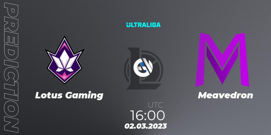 Prognoza Lotus Gaming - Meavedron. 02.03.2023 at 17:00, LoL, Ultraliga 2nd Division Season 6