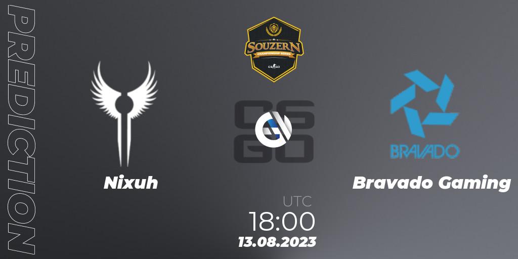Prognoza Nixuh - Bravado Gaming. 13.08.2023 at 18:00, Counter-Strike (CS2), SOUZERN Championship Series Season 1