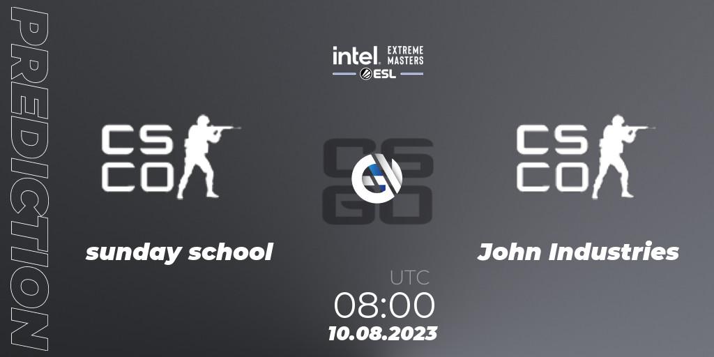 Prognoza sunday school - John Industries. 10.08.2023 at 08:00, Counter-Strike (CS2), IEM Sydney 2023 Oceania Open Qualifier 1