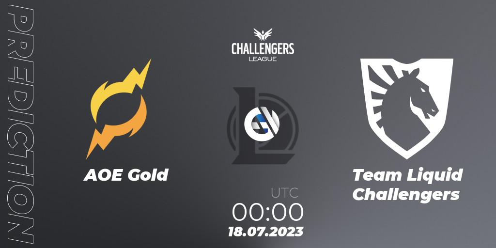 Prognoza AOE Gold - Team Liquid Challengers. 18.07.2023 at 00:00, LoL, North American Challengers League 2023 Summer - Group Stage