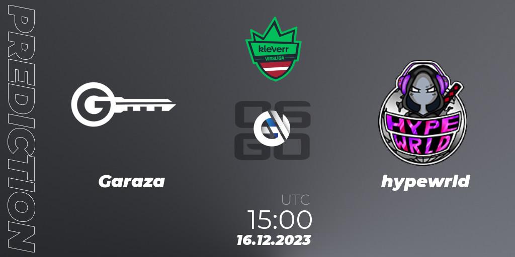 Prognoza Garaza - hypewrld. 16.12.2023 at 15:00, Counter-Strike (CS2), kleverr Virsliga Season 1 Finals