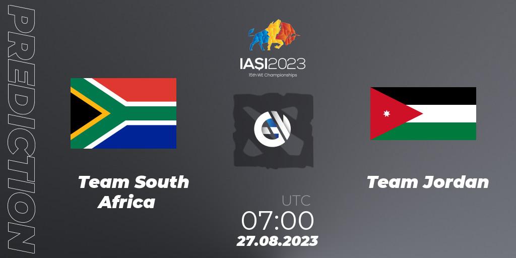 Prognoza Team South Africa - Team Jordan. 27.08.2023 at 11:00, Dota 2, IESF World Championship 2023