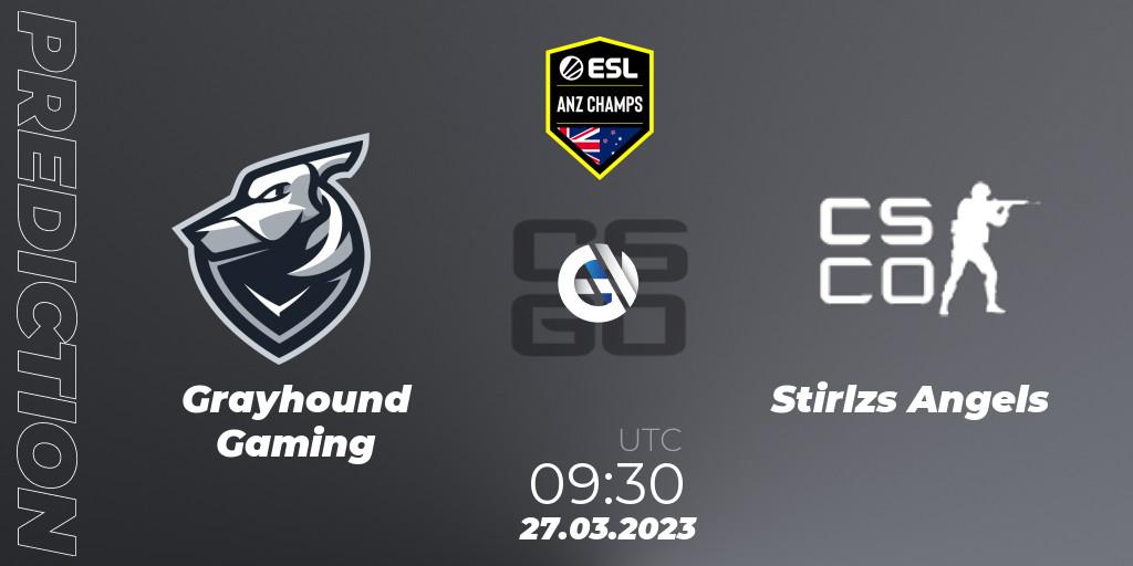 Prognoza Grayhound Gaming - Stirlzs Angels. 27.03.23, CS2 (CS:GO), ESL ANZ Champs Season 16