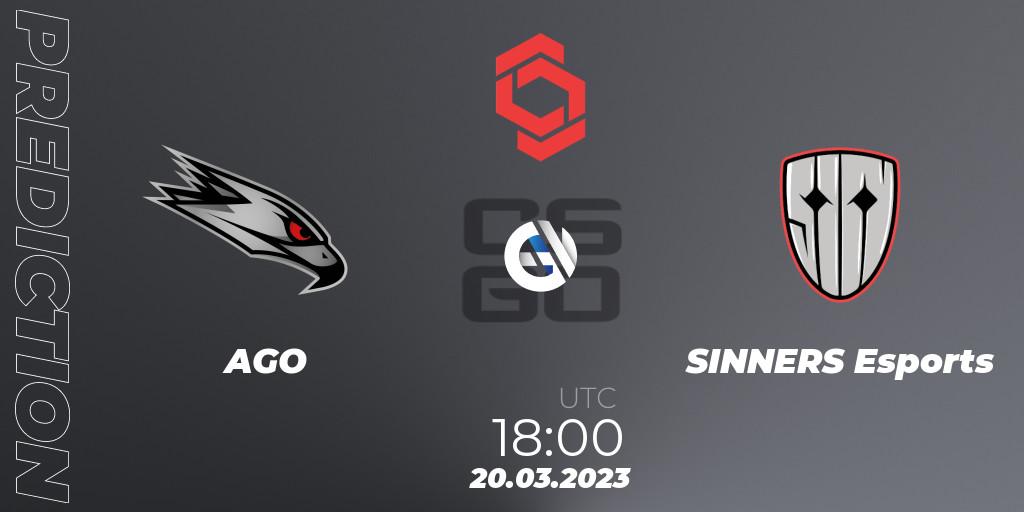 Prognoza AGO - SINNERS Esports. 20.03.23, CS2 (CS:GO), CCT Central Europe Series #5