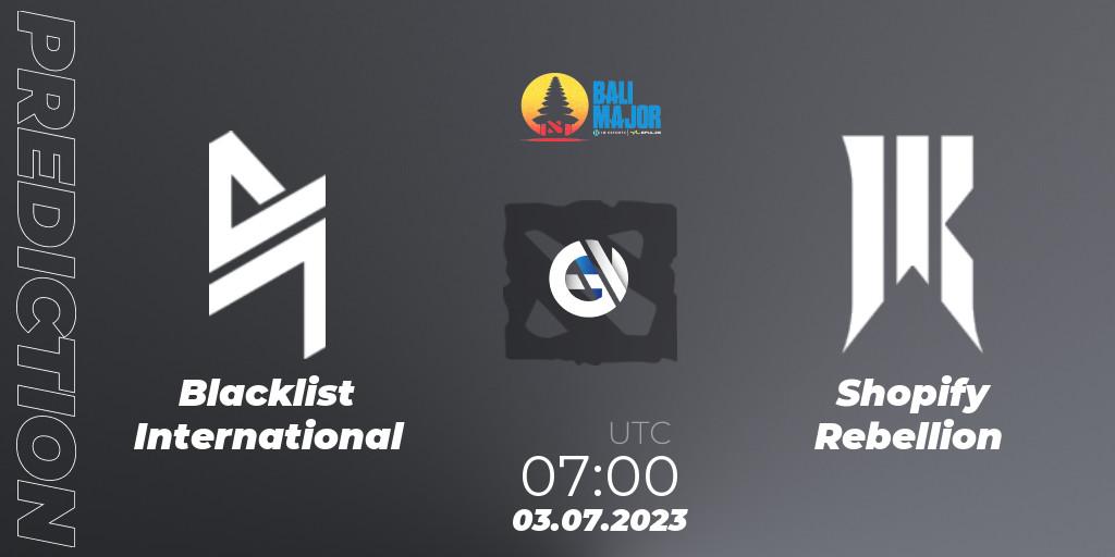 Prognoza Blacklist International - Shopify Rebellion. 03.07.2023 at 07:39, Dota 2, Bali Major 2023 - Group Stage