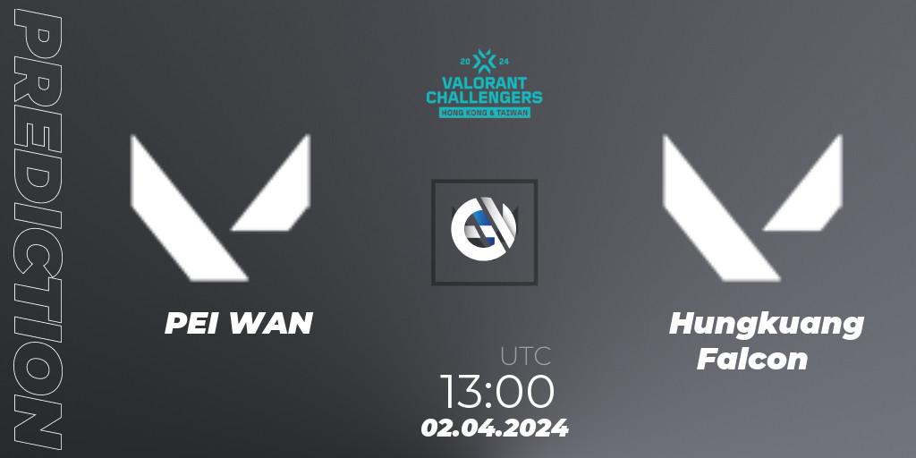 Prognoza PEI WAN - Hungkuang Falcon. 02.04.2024 at 13:00, VALORANT, VALORANT Challengers Hong Kong and Taiwan 2024: Split 1