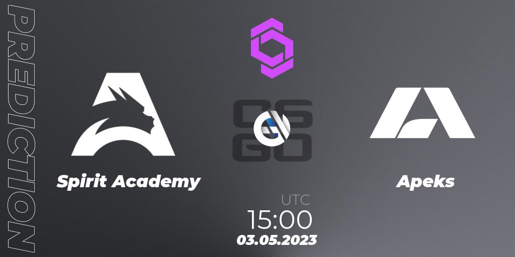 Prognoza Spirit Academy - Apeks. 03.05.2023 at 15:00, Counter-Strike (CS2), CCT West Europe Series #3