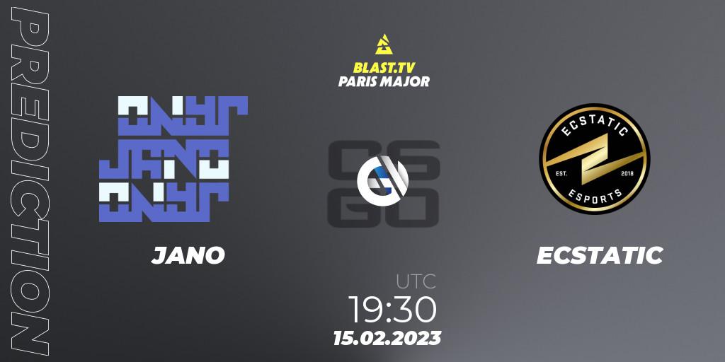 Prognoza JANO - ECSTATIC. 15.02.2023 at 19:30, Counter-Strike (CS2), BLAST.tv Paris Major 2023 Europe RMR Open Qualifier 2