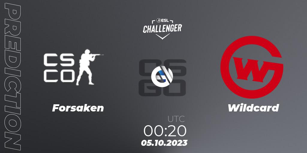 Prognoza Forsaken - Wildcard. 05.10.2023 at 00:20, Counter-Strike (CS2), ESL Challenger at DreamHack Winter 2023: North American Open Qualifier