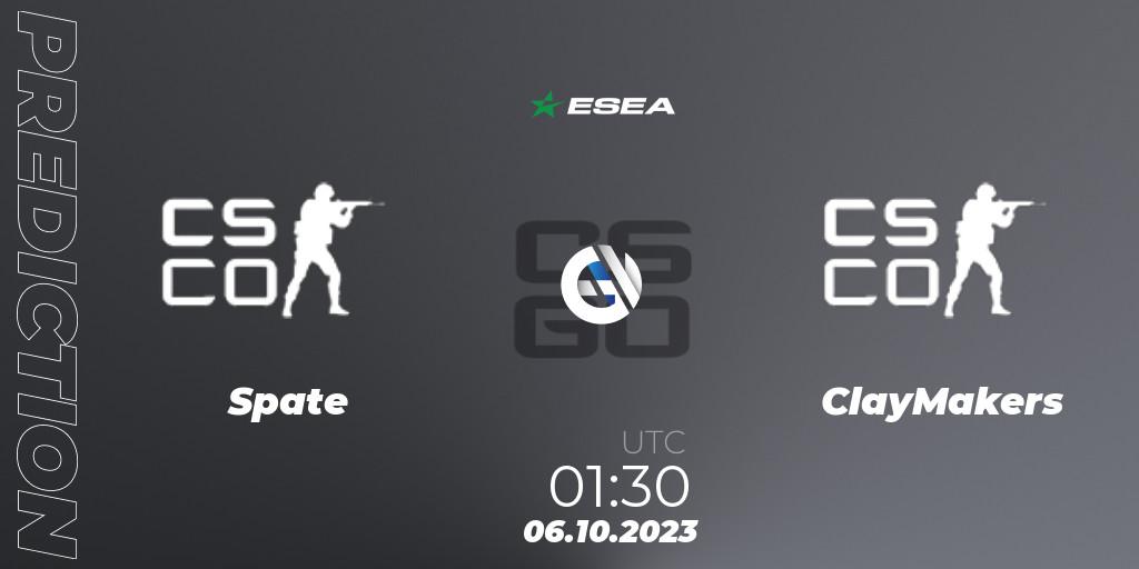 Prognoza Spate - ClayMakers. 06.10.2023 at 01:50, Counter-Strike (CS2), ESEA Advanced Season 46 North America