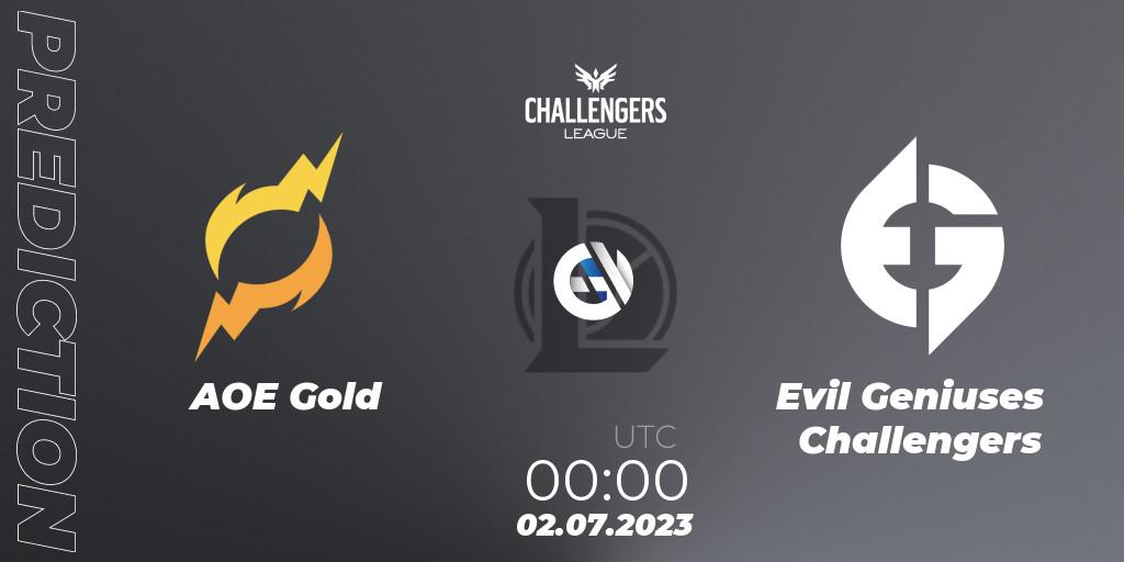 Prognoza AOE Gold - Evil Geniuses Challengers. 02.07.2023 at 00:00, LoL, North American Challengers League 2023 Summer - Group Stage