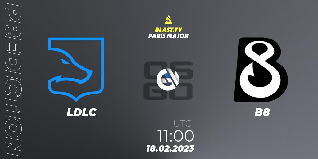 Prognoza LDLC - B8. 18.02.2023 at 11:00, Counter-Strike (CS2), BLAST.tv Paris Major 2023 Europe RMR Closed Qualifier A