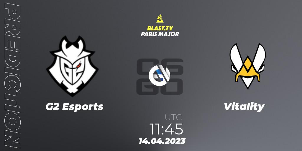 Prognoza G2 Esports - Vitality. 14.04.23, CS2 (CS:GO), BLAST.tv Paris Major 2023 Europe RMR B