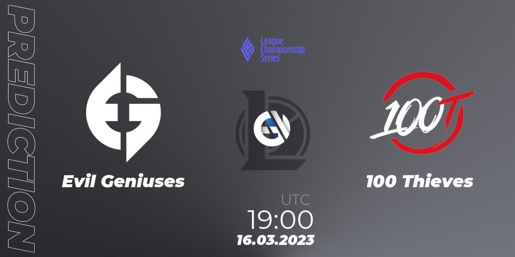 Prognoza Evil Geniuses - 100 Thieves. 15.02.2023 at 22:00, LoL, LCS Spring 2023 - Group Stage