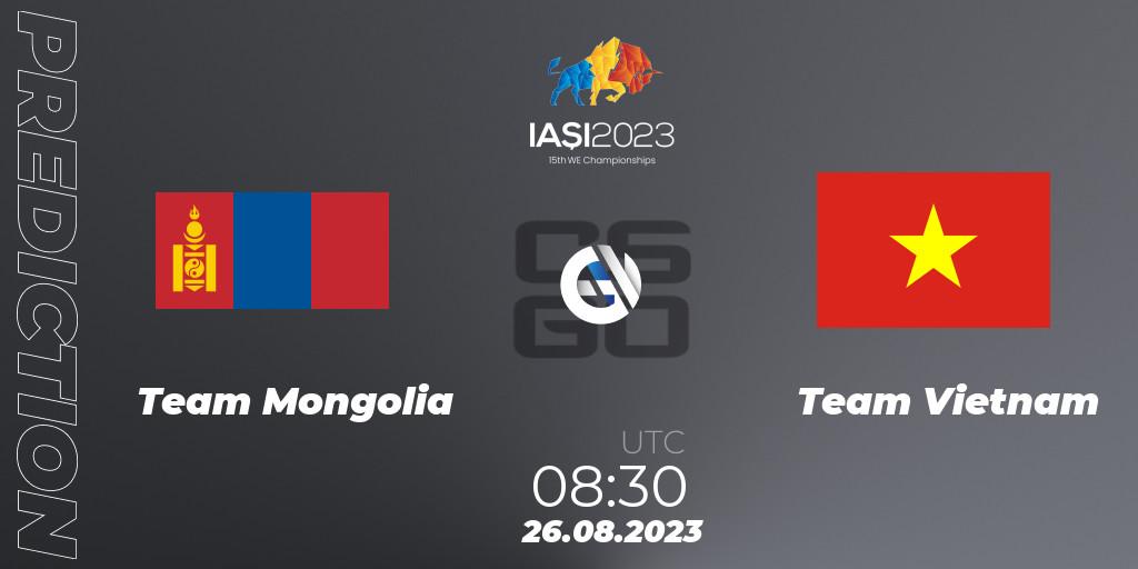 Prognoza Team Mongolia - Team Vietnam. 26.08.2023 at 12:30, Counter-Strike (CS2), IESF World Esports Championship 2023