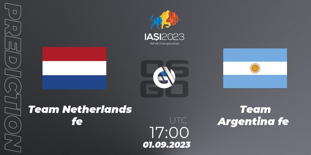 Prognoza Team Netherlands fe - Team Argentina fe. 01.09.23, CS2 (CS:GO), IESF Female World Esports Championship 2023