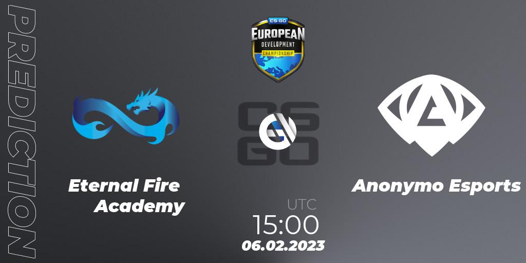 Prognoza Eternal Fire Academy - Anonymo Esports. 12.02.23, CS2 (CS:GO), European Development Championship 7 Closed Qualifier
