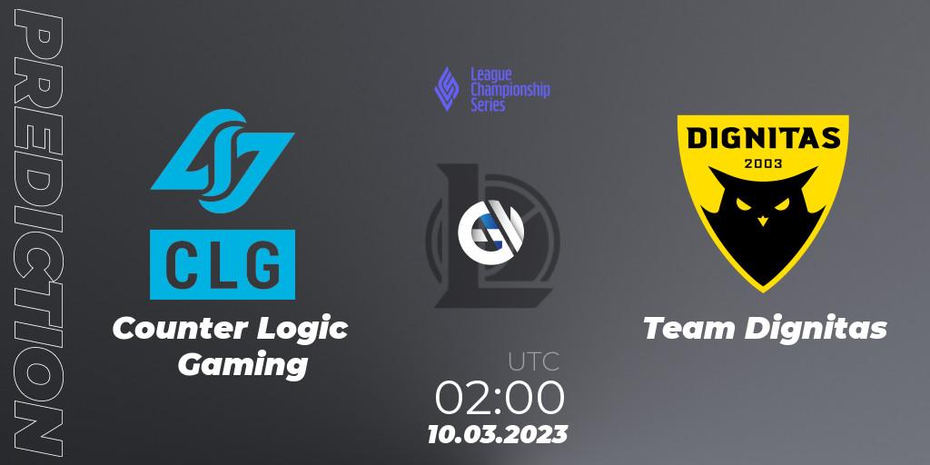 Prognoza Counter Logic Gaming - Team Dignitas. 10.03.23, LoL, LCS Spring 2023 - Group Stage
