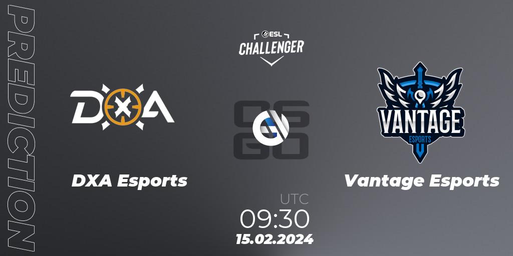 Prognoza DXA Esports - Vantage Esports. 15.02.2024 at 09:30, Counter-Strike (CS2), ESL Challenger #56: Oceanic Closed Qualifier