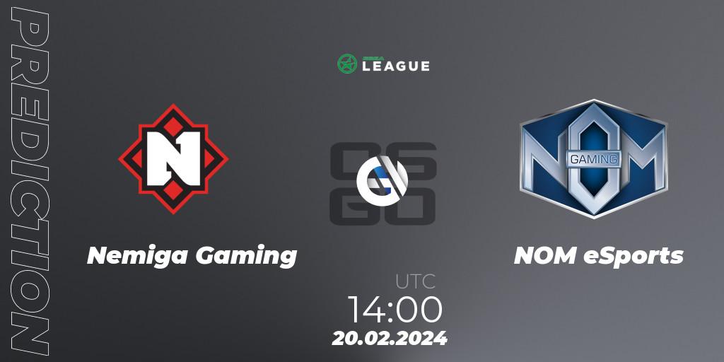 Prognoza Nemiga Gaming - NOM eSports. 20.02.24, CS2 (CS:GO), ESEA Season 48: Advanced Division - Europe
