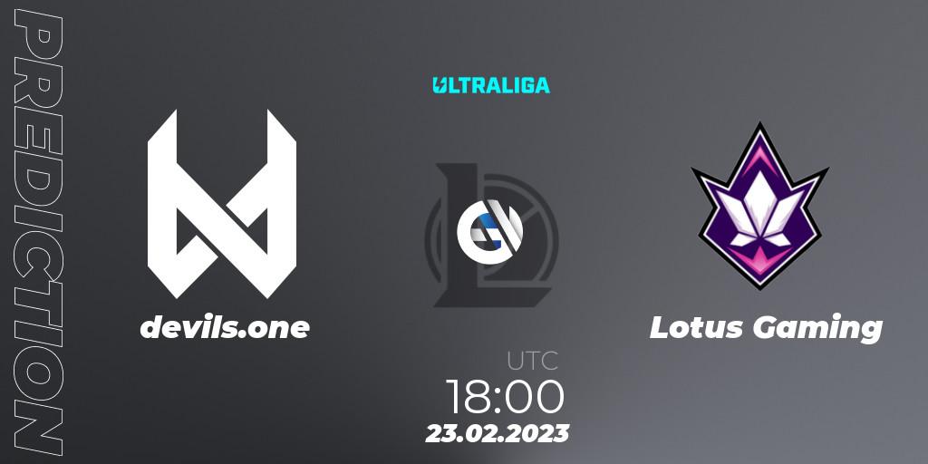 Prognoza devils.one - Lotus Gaming. 23.02.2023 at 18:00, LoL, Ultraliga 2nd Division Season 6