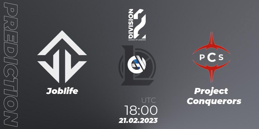 Prognoza Joblife - Project Conquerors. 21.02.2023 at 18:00, LoL, LFL Division 2 Spring 2023 - Group Stage