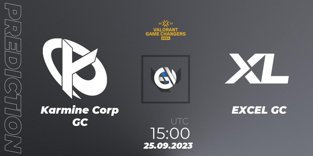 Prognoza Karmine Corp GC - EXCEL GC. 25.09.2023 at 15:00, VALORANT, VCT 2023: Game Changers EMEA Stage 3 - Group Stage