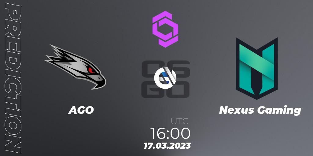 Prognoza AGO - Nexus Gaming. 17.03.2023 at 16:40, Counter-Strike (CS2), CCT West Europe Series #2