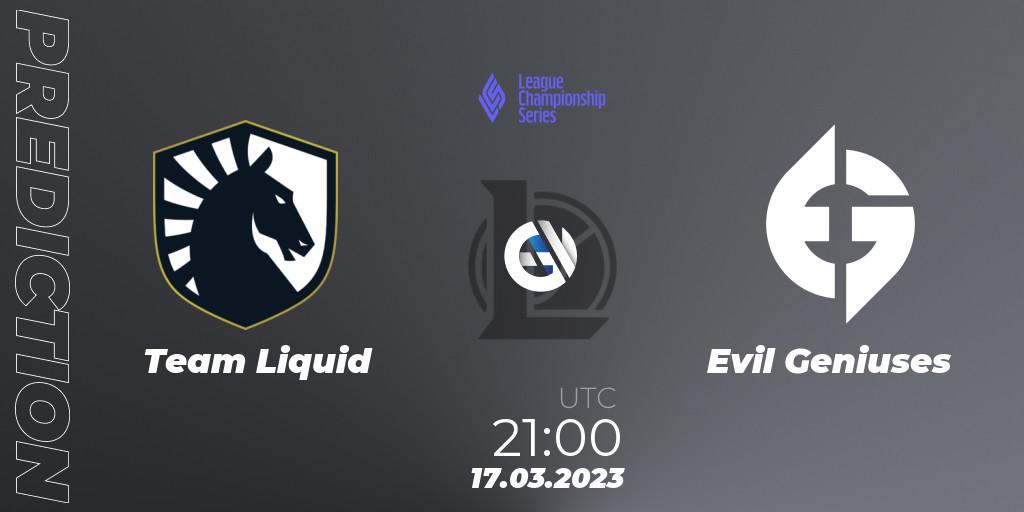 Prognoza Team Liquid - Evil Geniuses. 16.02.2023 at 22:00, LoL, LCS Spring 2023 - Group Stage