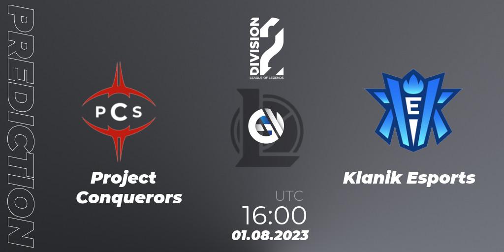 Prognoza Project Conquerors - Klanik Esports. 01.08.2023 at 16:00, LoL, LFL Division 2 Summer 2023