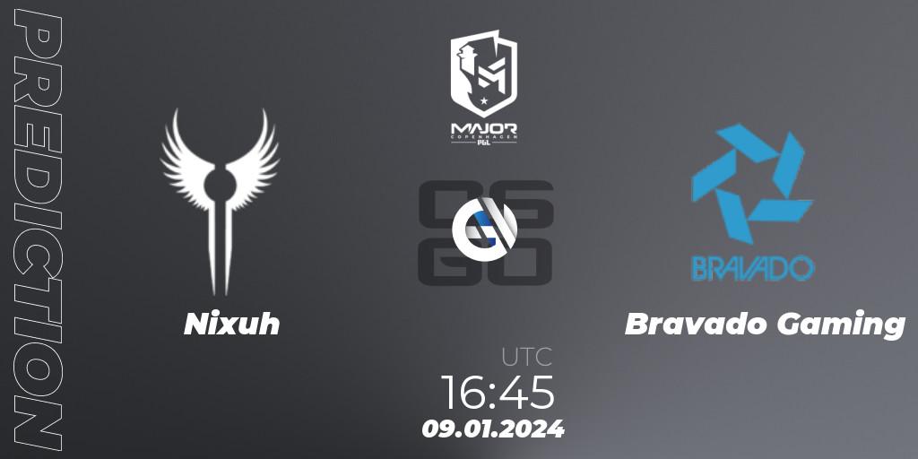 Prognoza Nixuh - Bravado Gaming. 09.01.24, CS2 (CS:GO), PGL CS2 Major Copenhagen 2024 South Africa RMR Open Qualifier