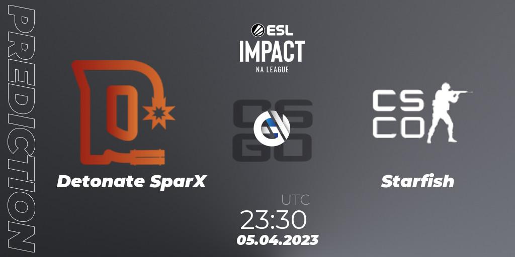 Prognoza Detonate SparX - Starfish. 05.04.2023 at 23:30, Counter-Strike (CS2), ESL Impact League Season 3: North American Division