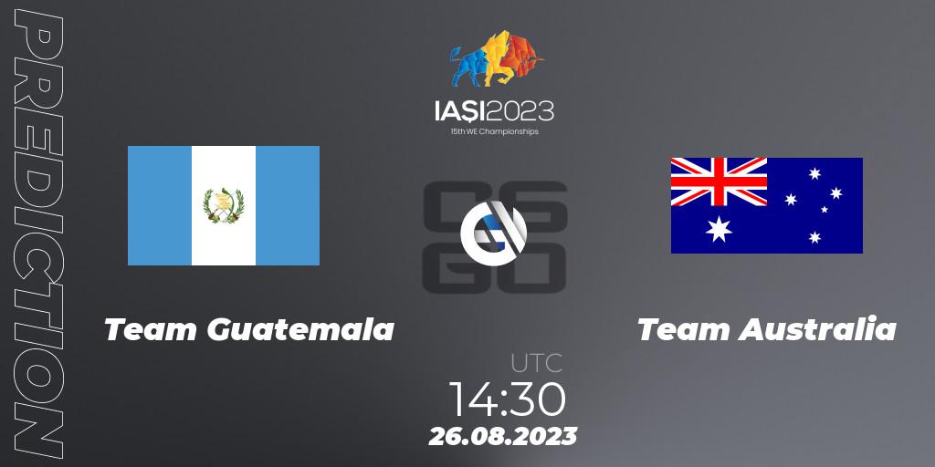 Prognoza Team Guatemala - Team Australia. 26.08.2023 at 17:30, Counter-Strike (CS2), IESF World Esports Championship 2023