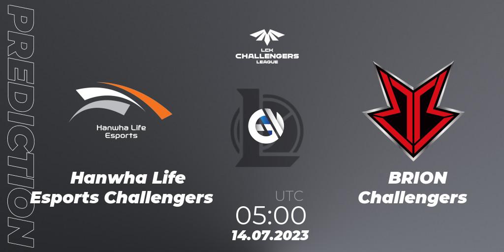 Prognoza Hanwha Life Esports Challengers - BRION Challengers. 14.07.2023 at 05:00, LoL, LCK Challengers League 2023 Summer - Group Stage