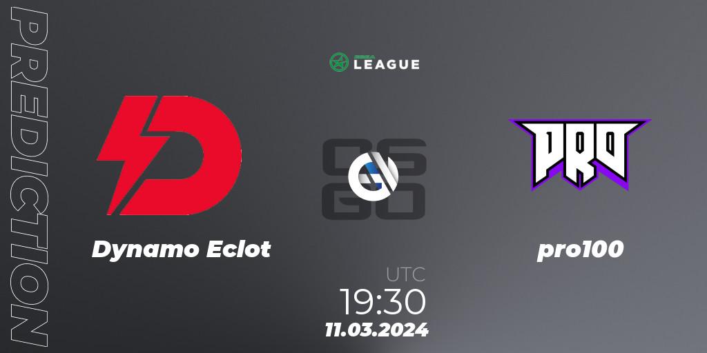 Prognoza Dynamo Eclot - pro100. 11.03.24, CS2 (CS:GO), ESEA Season 48: Main Division - Europe