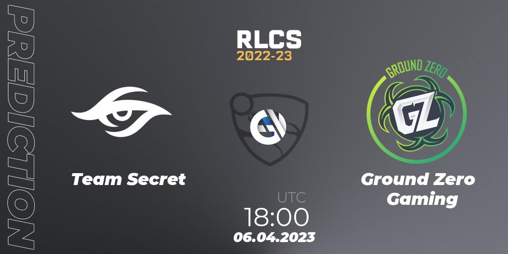 Prognoza Team Secret - Ground Zero Gaming. 06.04.23, Rocket League, RLCS 2022-23 - Winter Split Major