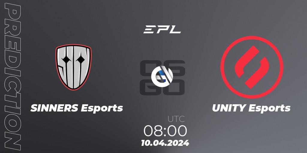 Prognoza SINNERS Esports - UNITY Esports. 10.04.2024 at 08:00, Counter-Strike (CS2), European Pro League Season 15