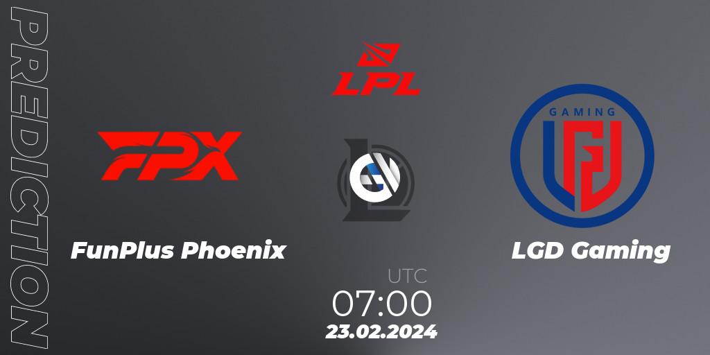 Prognoza FunPlus Phoenix - LGD Gaming. 23.02.24, LoL, LPL Spring 2024 - Group Stage