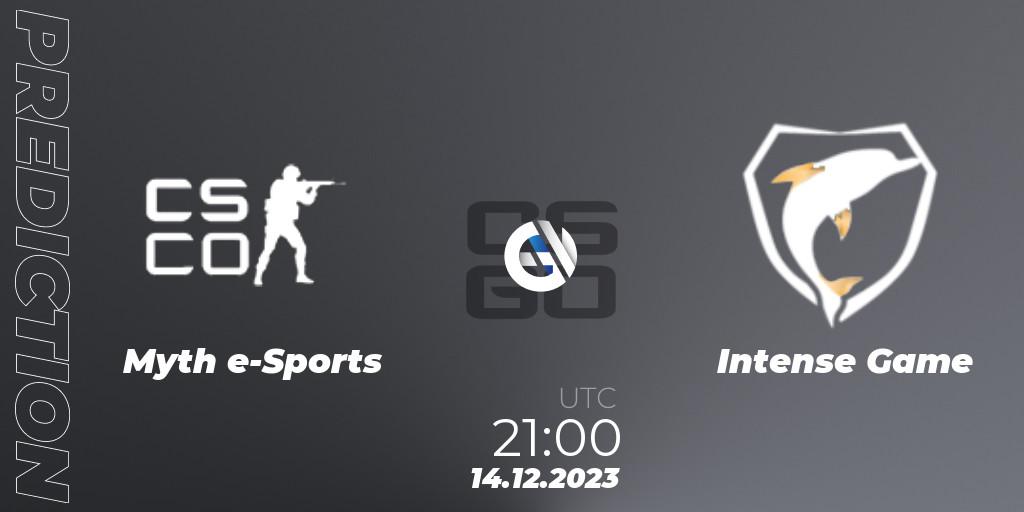 Prognoza Myth e-Sports - Intense Game. 14.12.2023 at 21:00, Counter-Strike (CS2), Gamers Club Liga Série A: December 2023