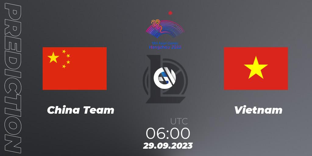 Prognoza China Team - Vietnam. 29.09.2023 at 06:00, LoL, 2022 Asian Games