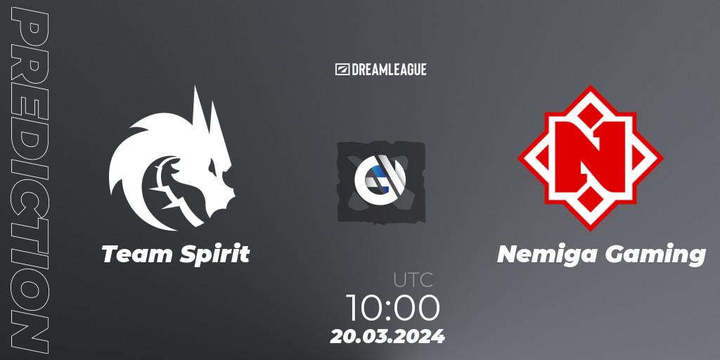 Prognoza Team Spirit - Nemiga Gaming. 20.03.24, Dota 2, DreamLeague Season 23: Eastern Europe Closed Qualifier