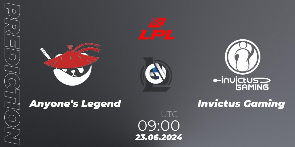 Prognoza Anyone's Legend - Invictus Gaming. 23.06.2024 at 09:00, LoL, LPL 2024 Summer - Group Stage