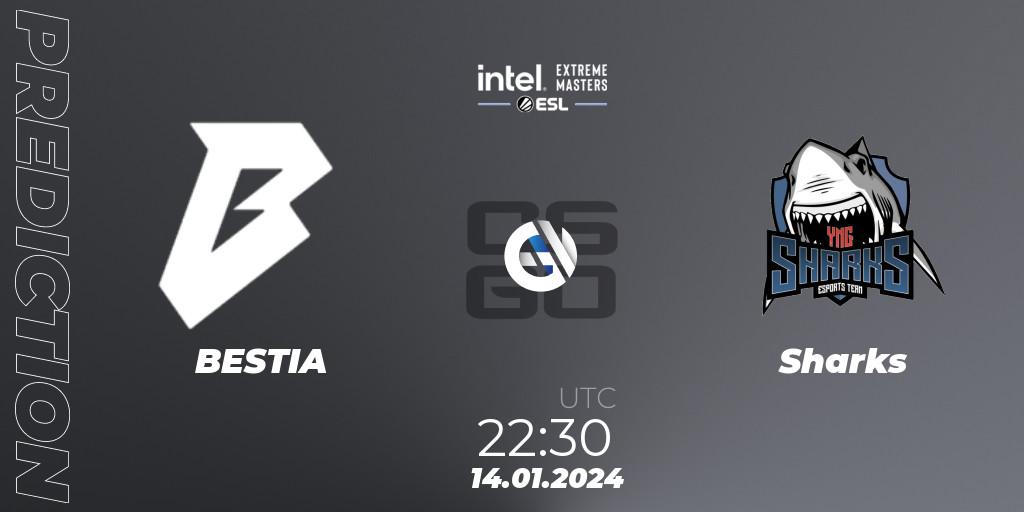 Prognoza BESTIA - Sharks. 14.01.2024 at 22:30, Counter-Strike (CS2), Intel Extreme Masters China 2024: South American Open Qualifier #1
