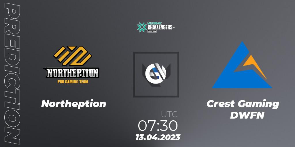 Prognoza Northeption - Crest Gaming DWFN. 13.04.2023 at 07:30, VALORANT, VALORANT Challengers 2023: Japan Split 2 Group stage