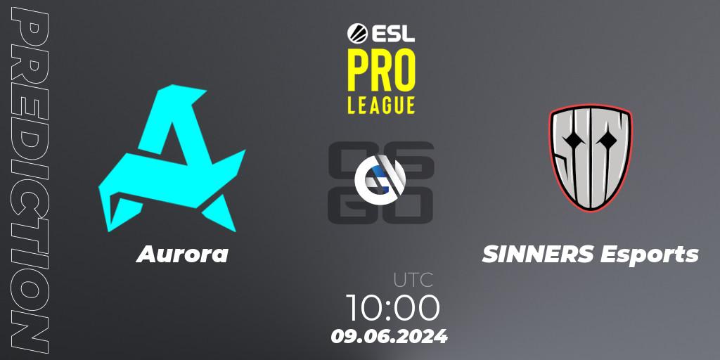 Prognoza Aurora - SINNERS Esports. 09.06.2024 at 10:00, Counter-Strike (CS2), ESL Pro League Season 20: European Conference