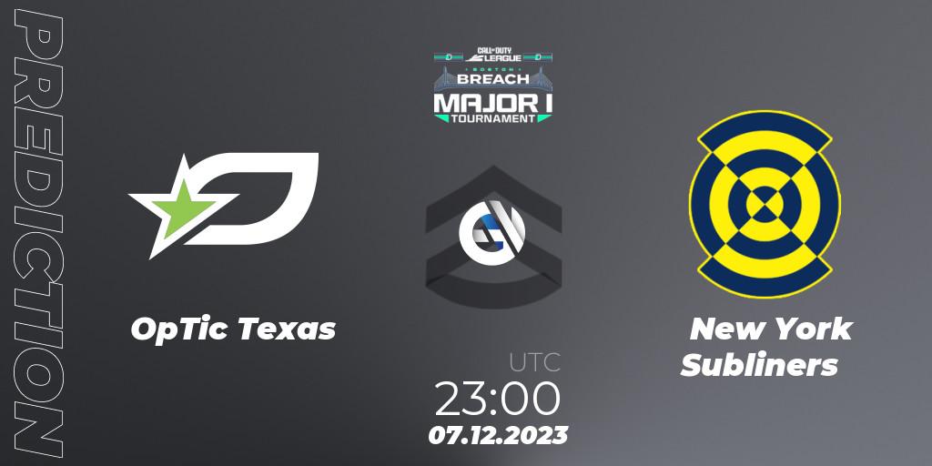 Prognoza OpTic Texas - New York Subliners. 08.12.2023 at 23:30, Call of Duty, Call of Duty League 2024: Stage 1 Major Qualifiers