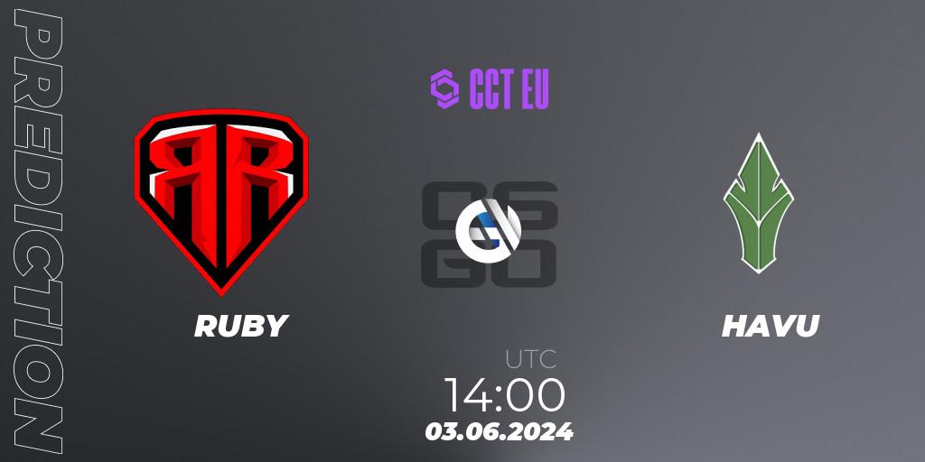 Prognoza RUBY - HAVU. 03.06.2024 at 14:00, Counter-Strike (CS2), CCT Season 2 Europe Series 5