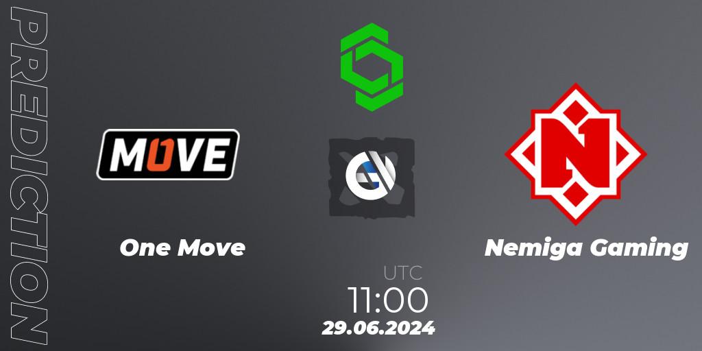 Prognoza One Move - Nemiga Gaming. 29.06.2024 at 11:40, Dota 2, CCT Dota 2 Series 1