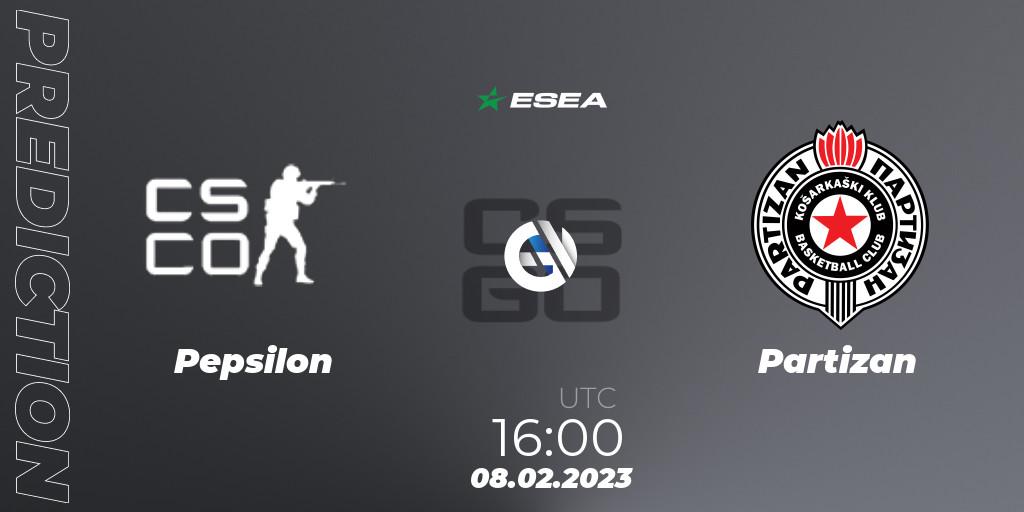 Prognoza Pepsilon - Partizan. 08.02.23, CS2 (CS:GO), ESEA Season 44: Advanced Division - Europe