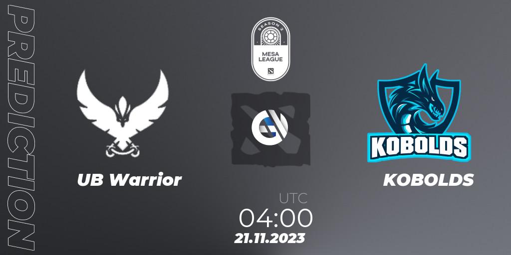Prognoza UB Warrior - KOBOLDS. 21.11.2023 at 04:00, Dota 2, MESA League Season 2